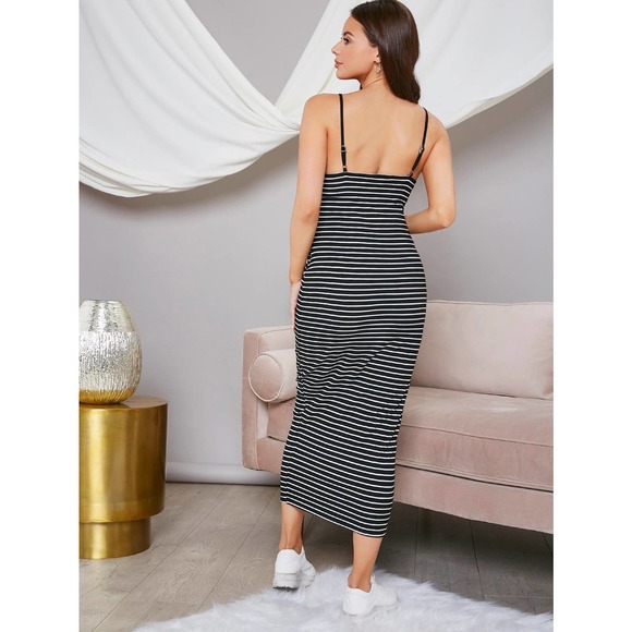 Maternity Button Front Striped Dress - Picture 6 of 8